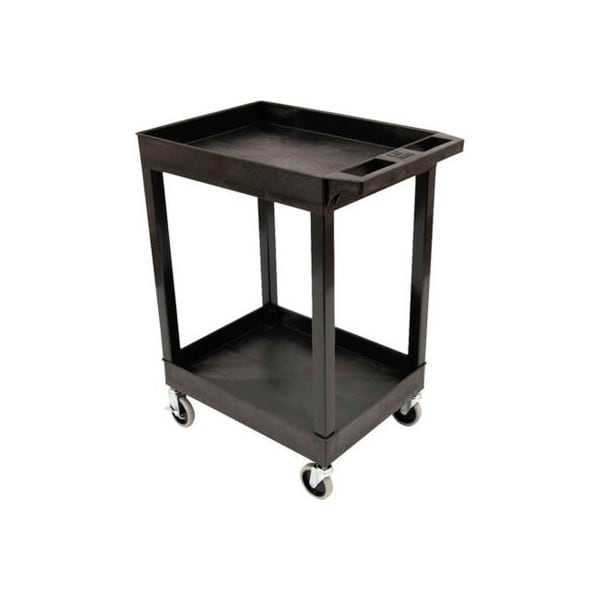 Luxor Luxor Plastic Utility Tub Cart, 24" x 18", Two Shelf, Black, 400 Lbs Capacity SEC11-B - main